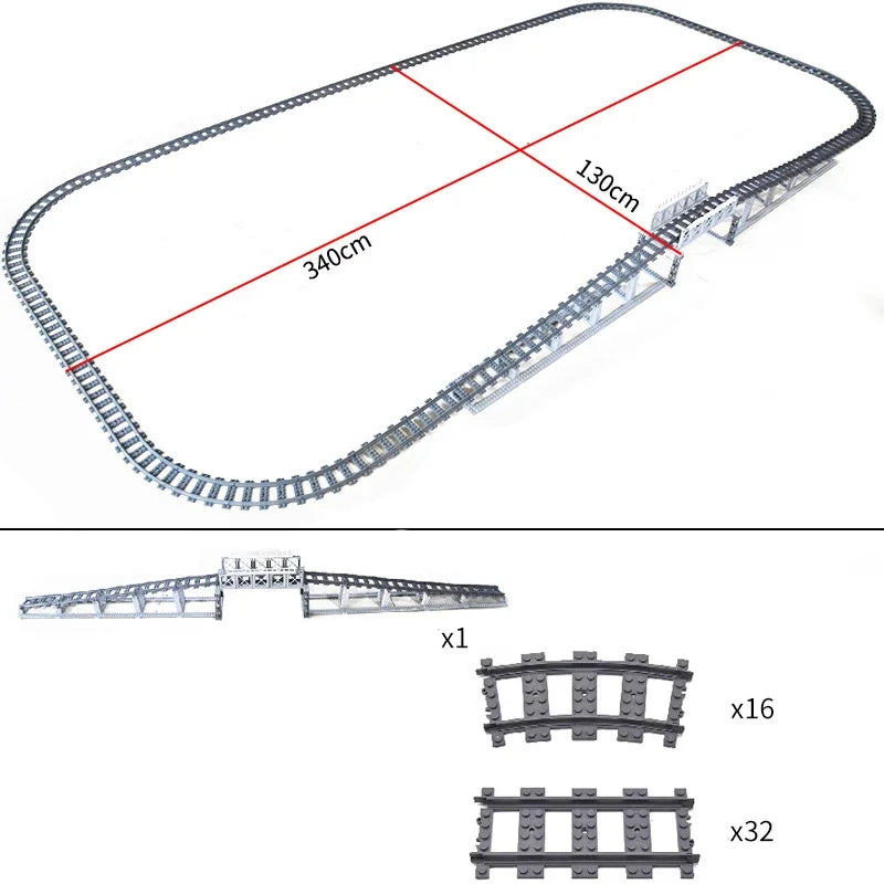 DIY Train Track Combination MOC Railroad Bridge Building Blocks Cross Track Bricks Toys Rail Car Scene Compatible With LEGO