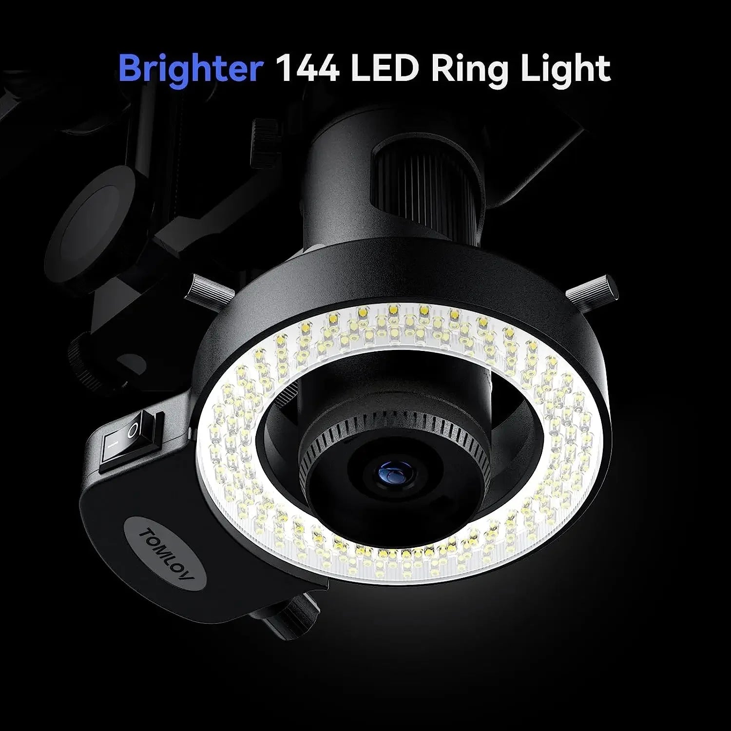 TOMLOV Digital Soldering Microscope 2000X 10.1" DM602 Flex HD Microscopes 3 Lens Coin Microscopio Ring Light For Repairing