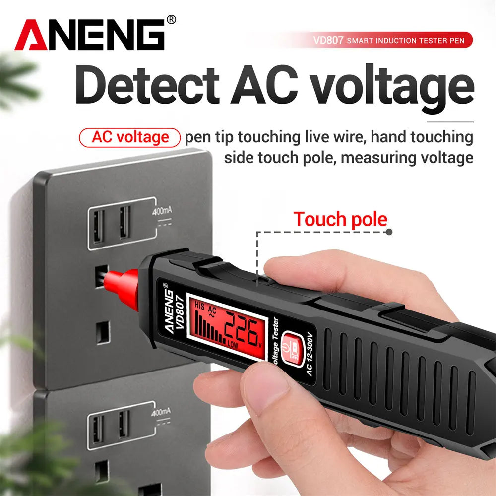 Safely detect live wires with this one-word induction portable smart electric pen tester—featuring NCV sensor and compatible with 50/60Hz for accurate, non-contact voltage testing!
