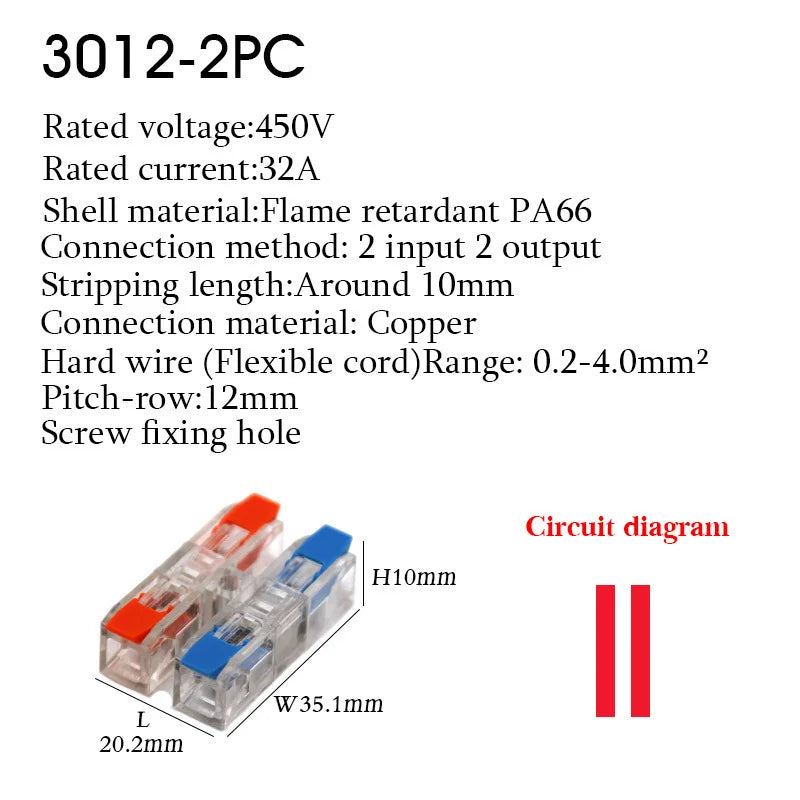 Make wiring a breeze with this compact LED wire connector terminal—quick press type, 2-12 pin screw fixing, and easy push-in design for fast electrical docking!