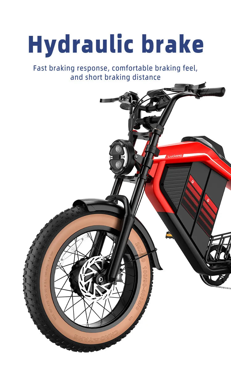 E-Bike 2000W Motor 52V40AH All-terrain Fully Suspended Off-road Motorcycle Electric Bike 20*4.0-inch Fat Tire  Electric Bicycle