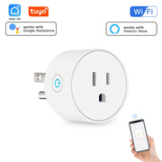 Control your devices hands-free with this WiFi smart plug featuring USA socket compatibility—wireless switch supporting app control, scene linkage, and voice assistants like Alexa and Google Home for smart home convenience!