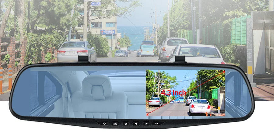 Dashcam 4.3 Inch Mirror FHD 1080P Camera Dual Lens DVR  Rearview Mirror Dash Camera Car Video Recorder Auto Black Box Car Dvr