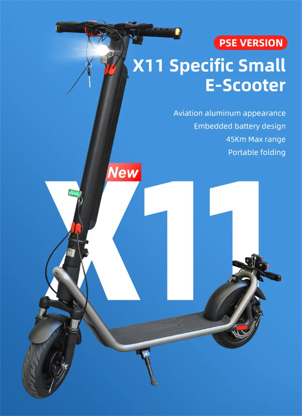 Stay on the go with this foldable 10-inch e-scooter for adults. With powerful electric features and a kick scooter design, this efficient and versatile mode of transportation is ideal for daily commutes and urban travel.