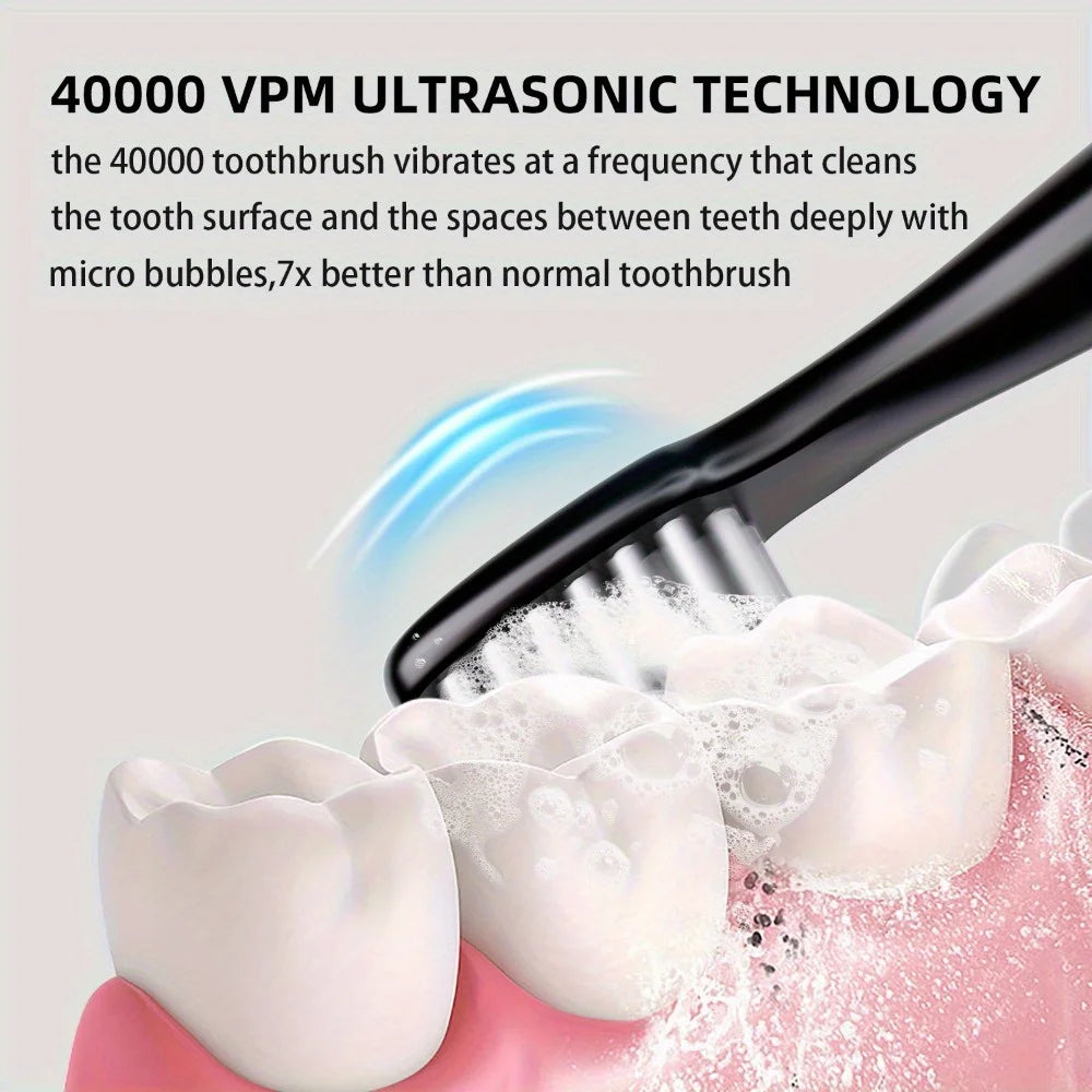 Keep your smile fresh on the go with this portable USB rechargeable electric toothbrush—comes with 6 replaceable brush heads for lasting clean and convenience!