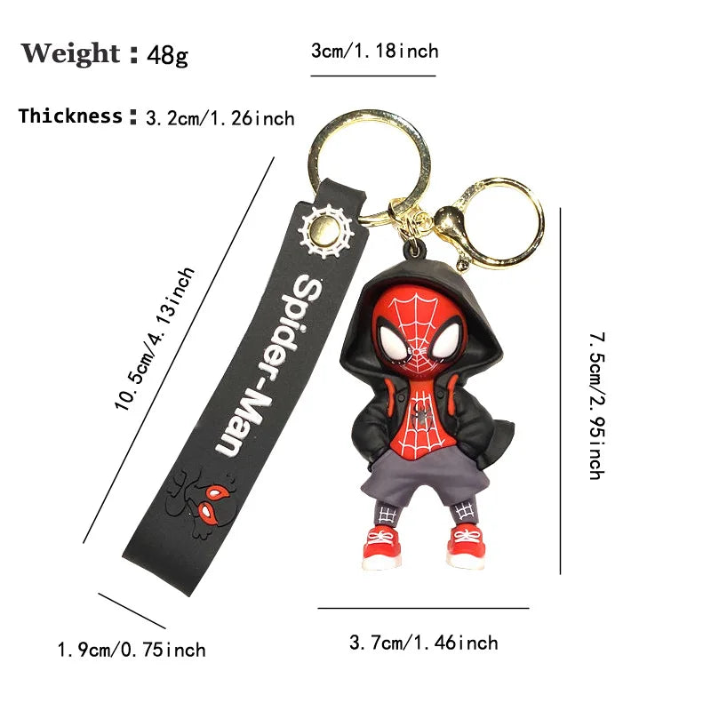 Classic SpiderMan Keychain Pendant Disney Marvel Amazing Inverted Silk Stereo Doll Car Hanging Decor Keychain Birthday Gift Toys