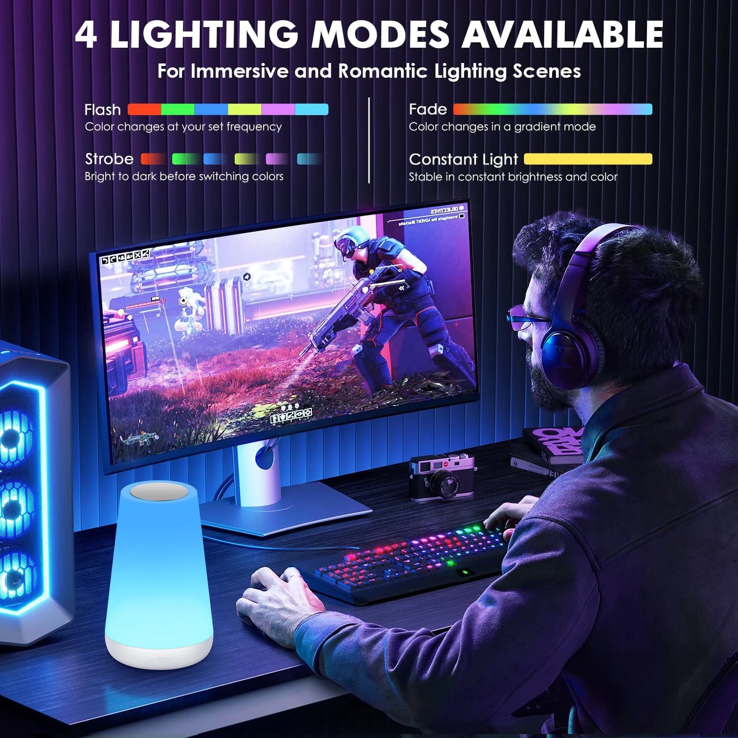 Create the perfect ambience with this LED night light that features 13 color options and is remote-controlled for convenience. Simply touch to control!