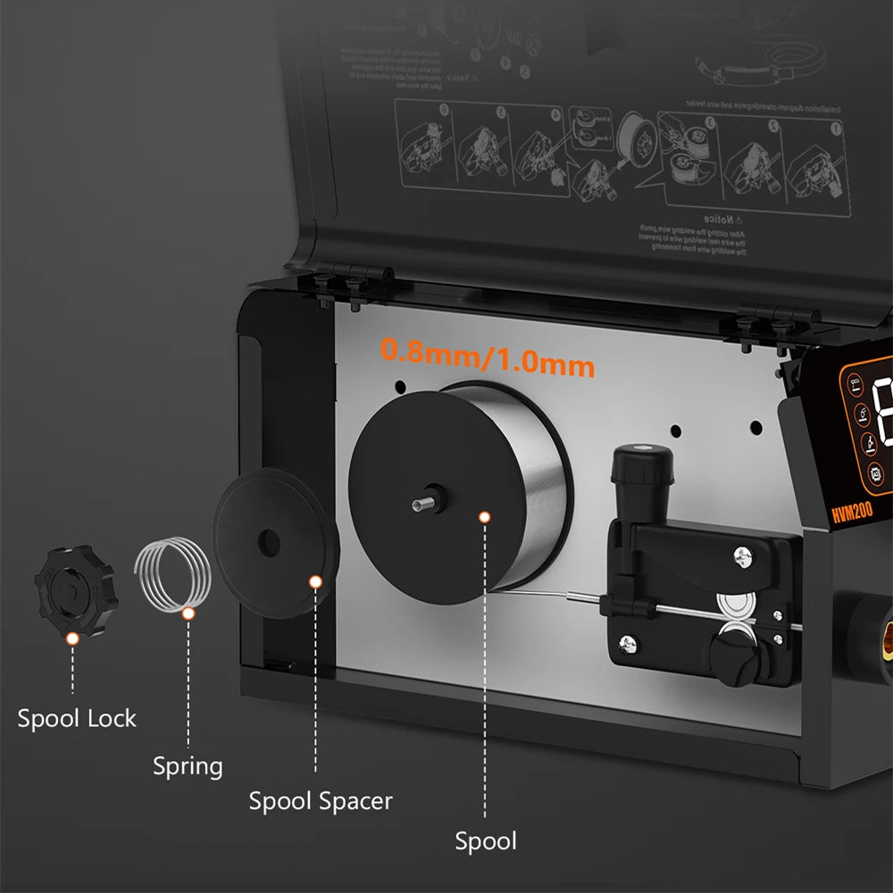 HZXVOGEN 3 IN 1 MIG/TIG/MMA Semi-Automatic Welding Machine HVM200 Inverter Welder Synergy Tool Non Gas MIG Welder For Gasless Iron Soldering 220V