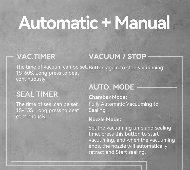 Vacuum Sealer Machine MAGIC SEAL MS300 for Food Plastic Packaging Sealer Mylar Bags Sealer Sealing machine Automatic Manual Mode