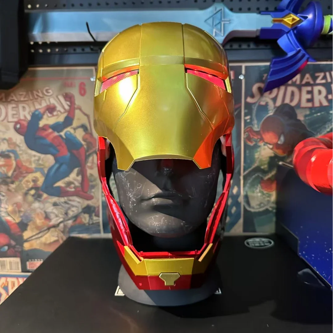 Iron Man MK5 MK45 Electronic Helmet Voice Controlled with Jarvis AI Automatic Faceplate Deformation LED Light Up Collectible fan