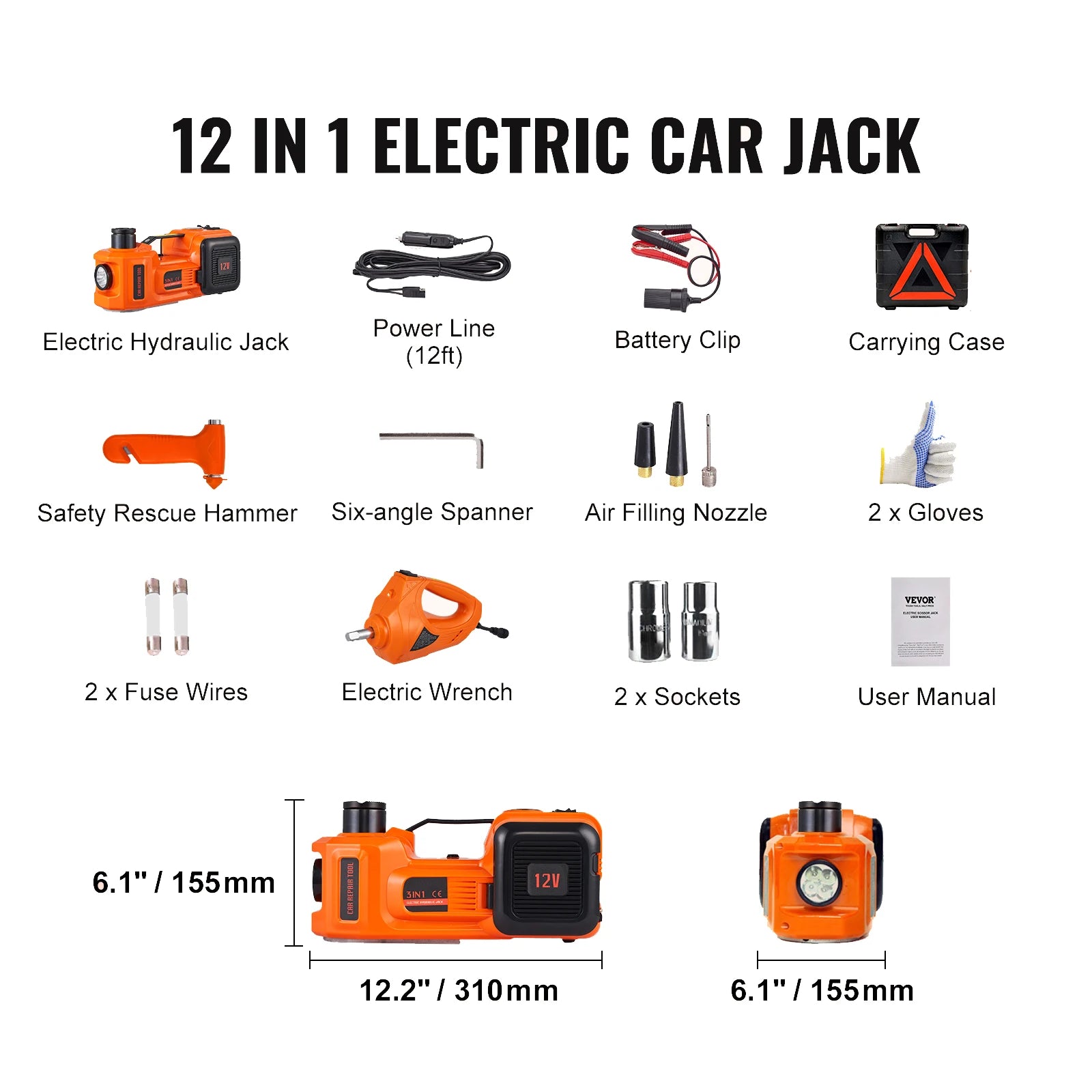 SucceBuy Electric Car Jack, 3/5 Ton Scissor/Hydraulic Jack, 12V Electric Automatic Jack Portable Car Jack for Truck Tire Change
