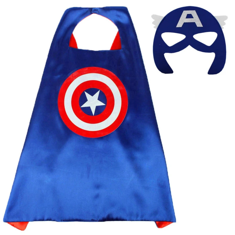 Super Hero Masquerade Mask Cape Cloak Anime Spider Man Batman Cloak Action Captain America Figure Toys Cosplay Child Party Gifts