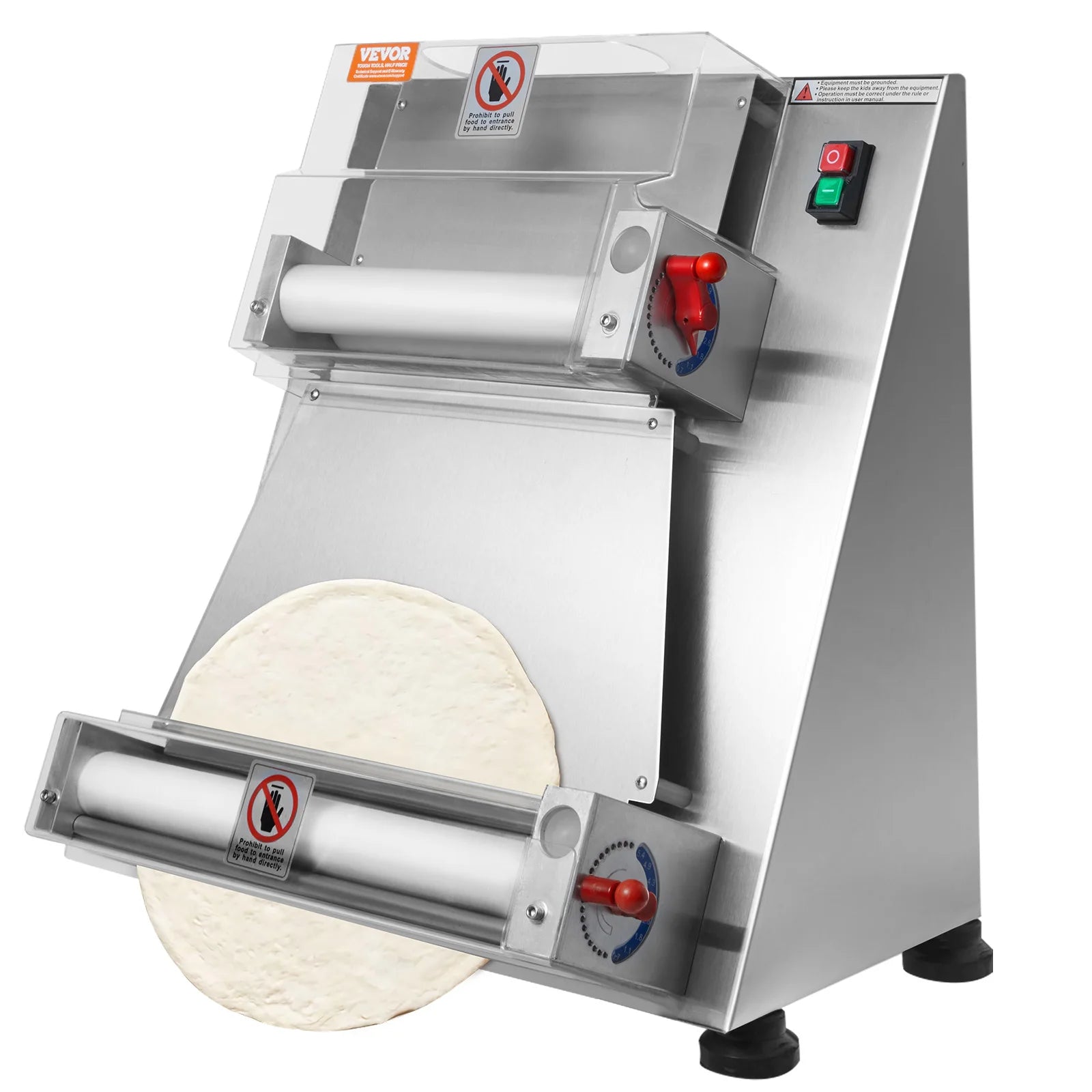 SucceBuy Pizza Dough Roller Sheeter Stainless Steel Adjustable Thickness Dough Machine for Pasta Maker Equipment