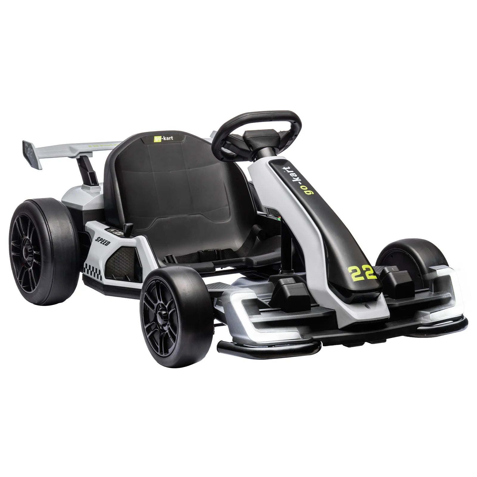 24V Electric Drift Go Kart 300W Ride On Racer For Kids 6-12, Adjustable Seat, EVA Tires, 4 Speed Sport Drift Modes, LED Lights