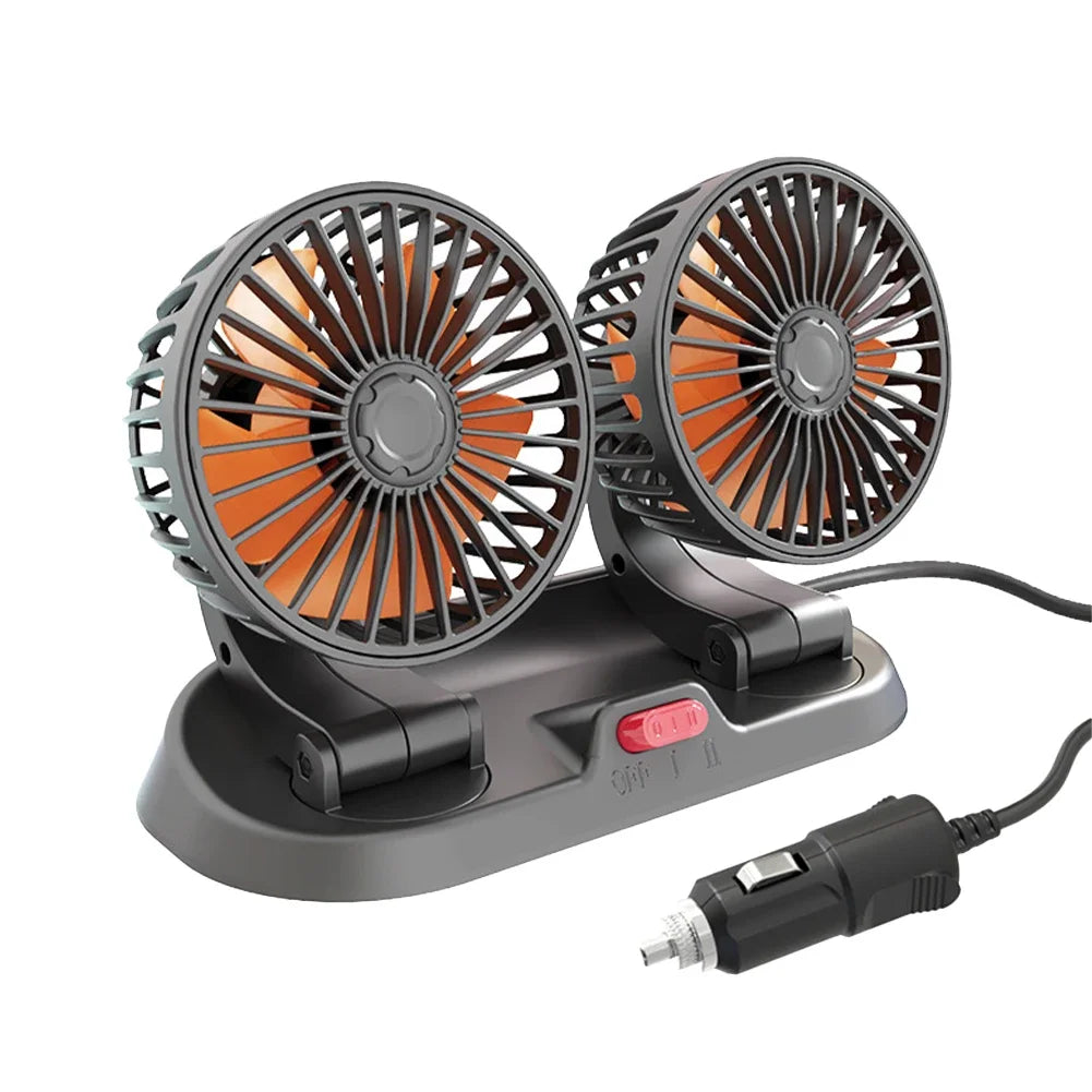 USB Charge Dual Head Fan Car Seat Back Cooling Fan Summer 360 Degree Rotation Auto Headrest Ventilation Fan Neck Cooler