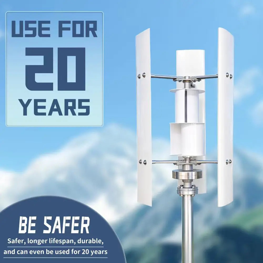 Small Windmill 12/24V 3000W Vertical Wind Turbine Generator Kit with Wind-Solar Hybrid Controller Household Free Energy