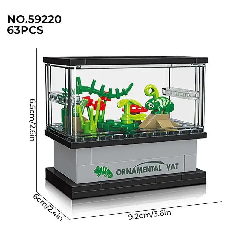 Micro Fish Tank Series Building Blocks Set Clownfish Lobster Display Box Model Children Creative Diy Educational Bricks Toys