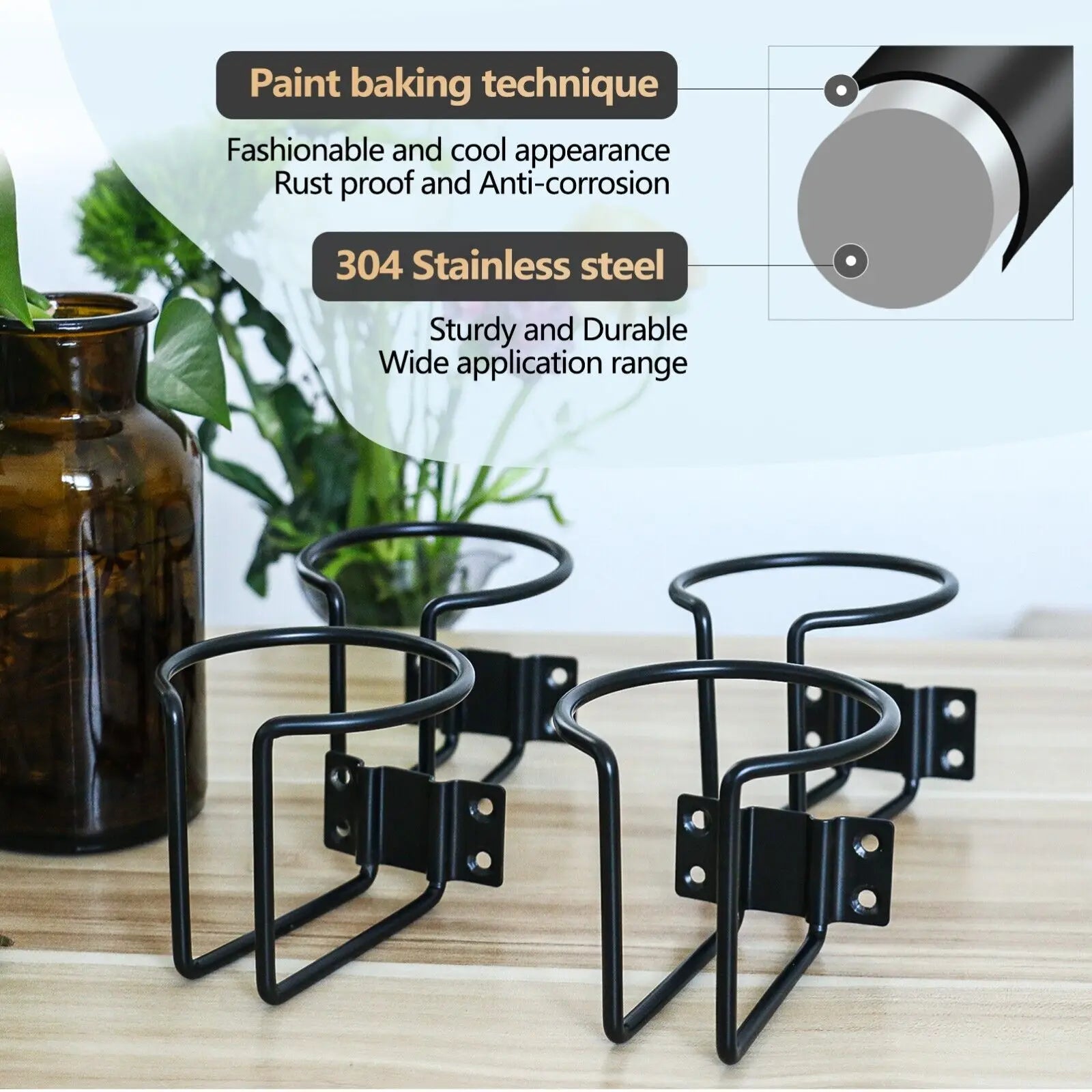 2Pcs Stainless Steel Marine Ring Cup Drink Holder, Boat Accessories, Yacht, Truck, RV, Camper