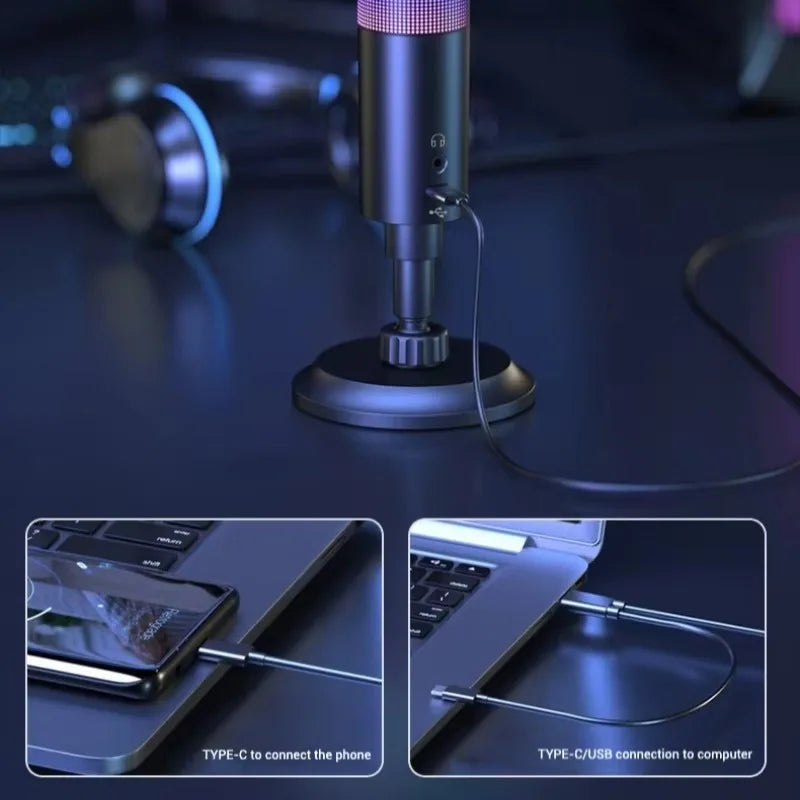 Capture crisp, clear audio with this USB condenser microphone featuring advanced noise cancellation—perfect for streaming, recording, and professional use!