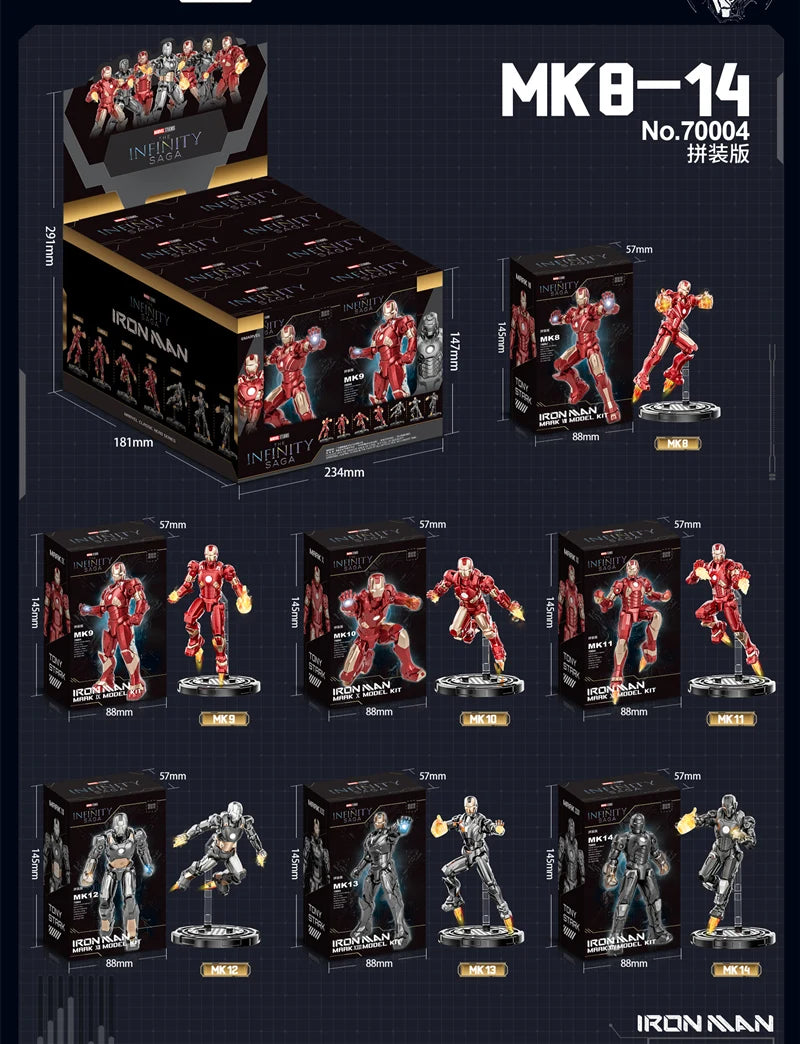Original Iron Man Blind Box MK14 MK15 MK16 MK17 MK18 MK19 MK20 MK21 MK22 MK23 MK24 Action Figure Assembled DIY Toys Model Gift