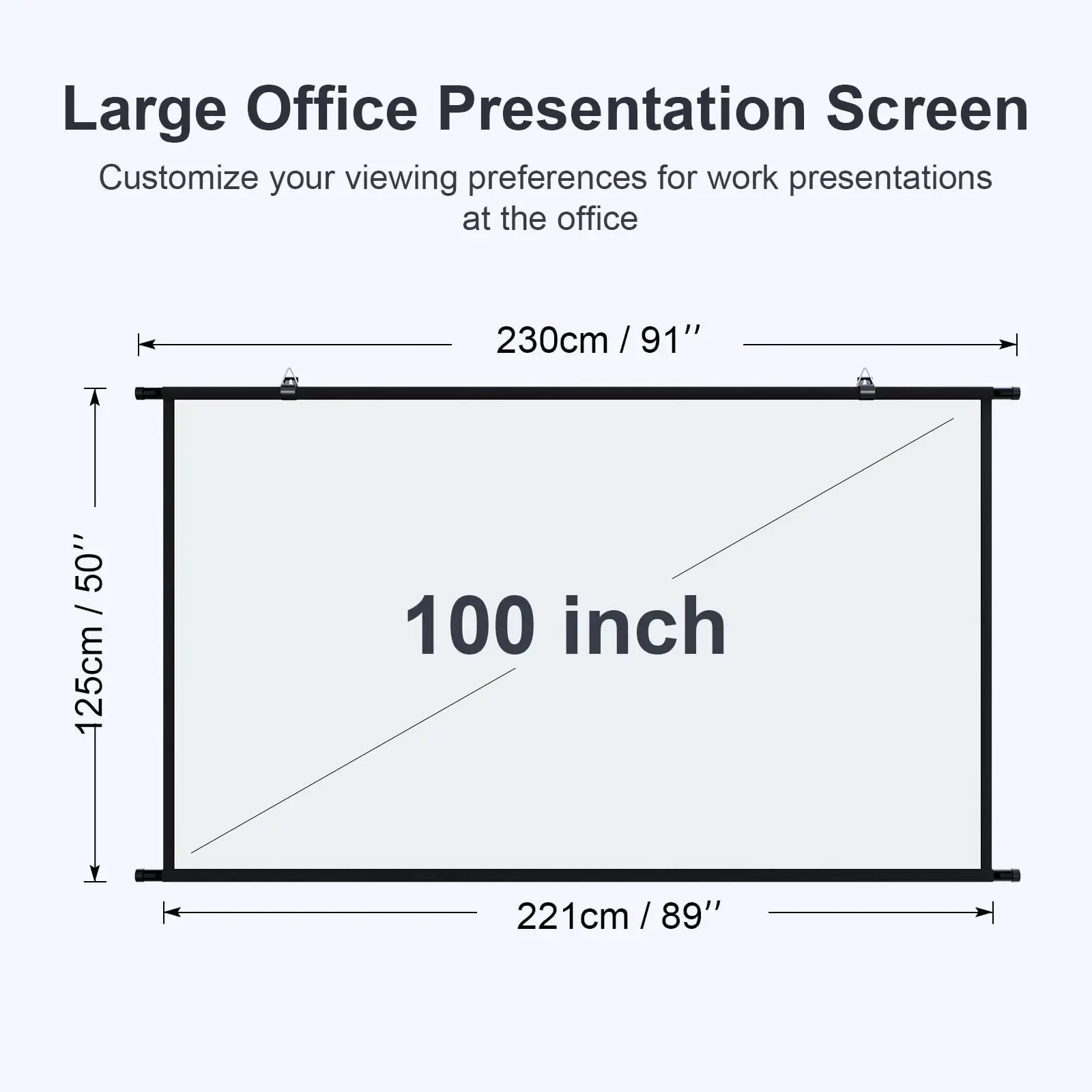 100-inch 16:9 foldable, wrinkle-resistant, washable wall-mounted projector with a white screen suitable for both indoor