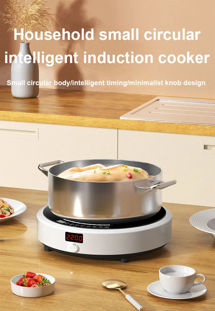 DMWD 2200W Electric Induction Cooker Household Round Smart Heat Plate Creative Precise Control Cookers Hob Cooktop Plate Hot Pot