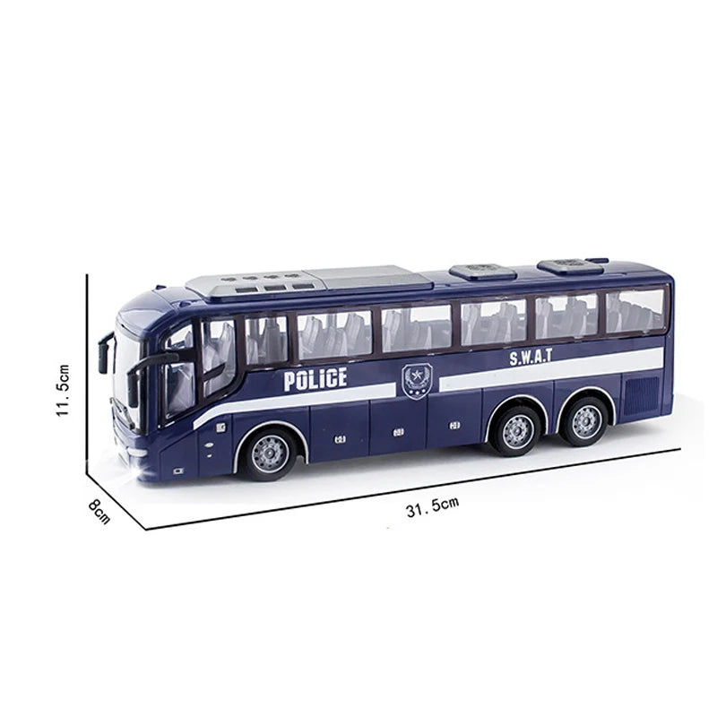Electric RC Bus 1/30 Scale Remote Control Car with Light for Kids 27Mhz Radio Controlled Tour School City Model Xmas Gift