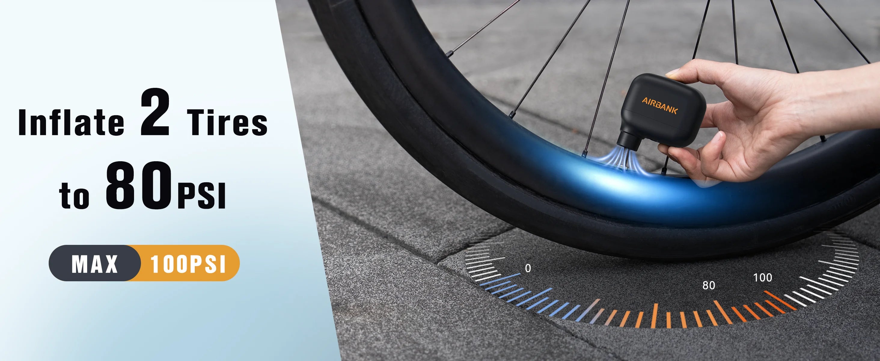 Keep your tires perfectly inflated with this portable electric mini bike pump—100 PSI max pressure, compatible with Presta and Schrader valves. An essential cycling accessory for on-the-go air inflation!