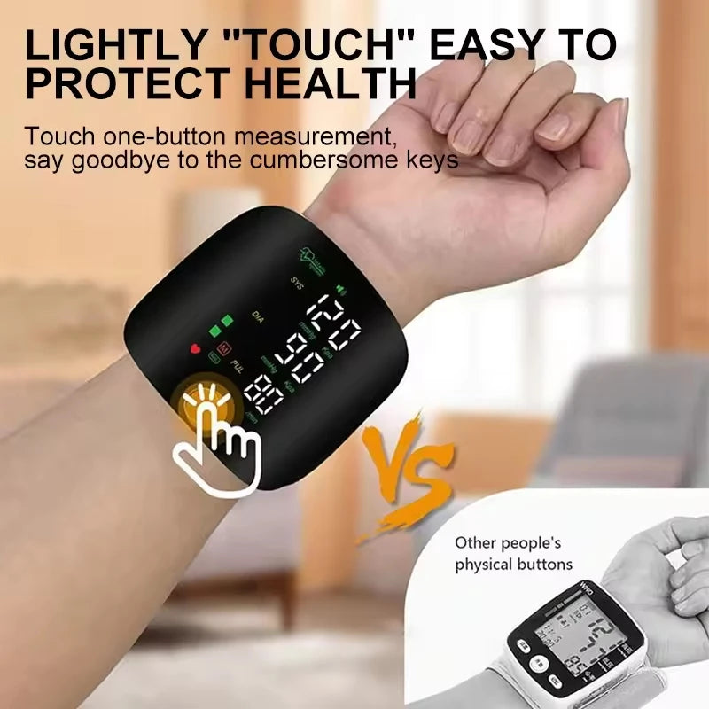 Portable Automatic Wrist Voice Blood Pressure Monitor Digital One Button Blood Pressure Monitor Machine Tonometers for Home Use