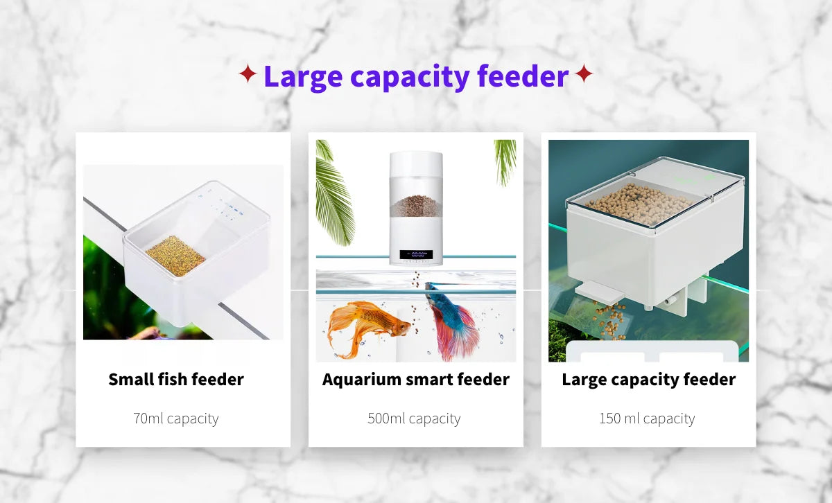 LED Aquarium Digital Fish Tank 70ml Intelligent Digital Automatic Fishes Feeder with Timer Pet Feeding Fish Food Dispenser Food