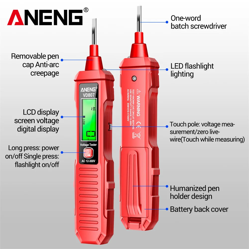 Safely detect live wires with this one-word induction portable smart electric pen tester—featuring NCV sensor and compatible with 50/60Hz for accurate, non-contact voltage testing!