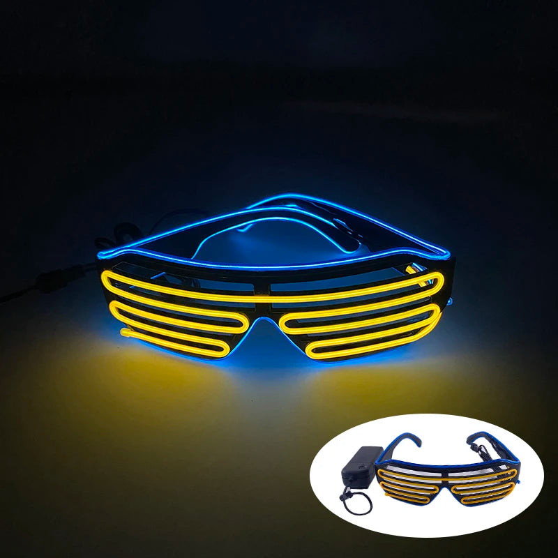 Fluorescent Colorful Glowing Glasses LED Light Up Party Glasses For Men Women Club Props Rainbow Neon Glasses Christmas Decor