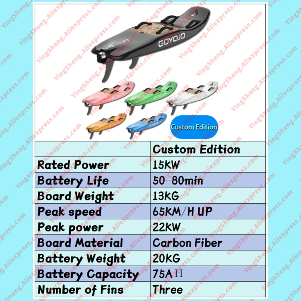 Carbon Fiber Water Electric Jet Surfboard For Adult with10kw High Speed Surfing Electric Jetboards With3 Tail Smart Water Scoote
