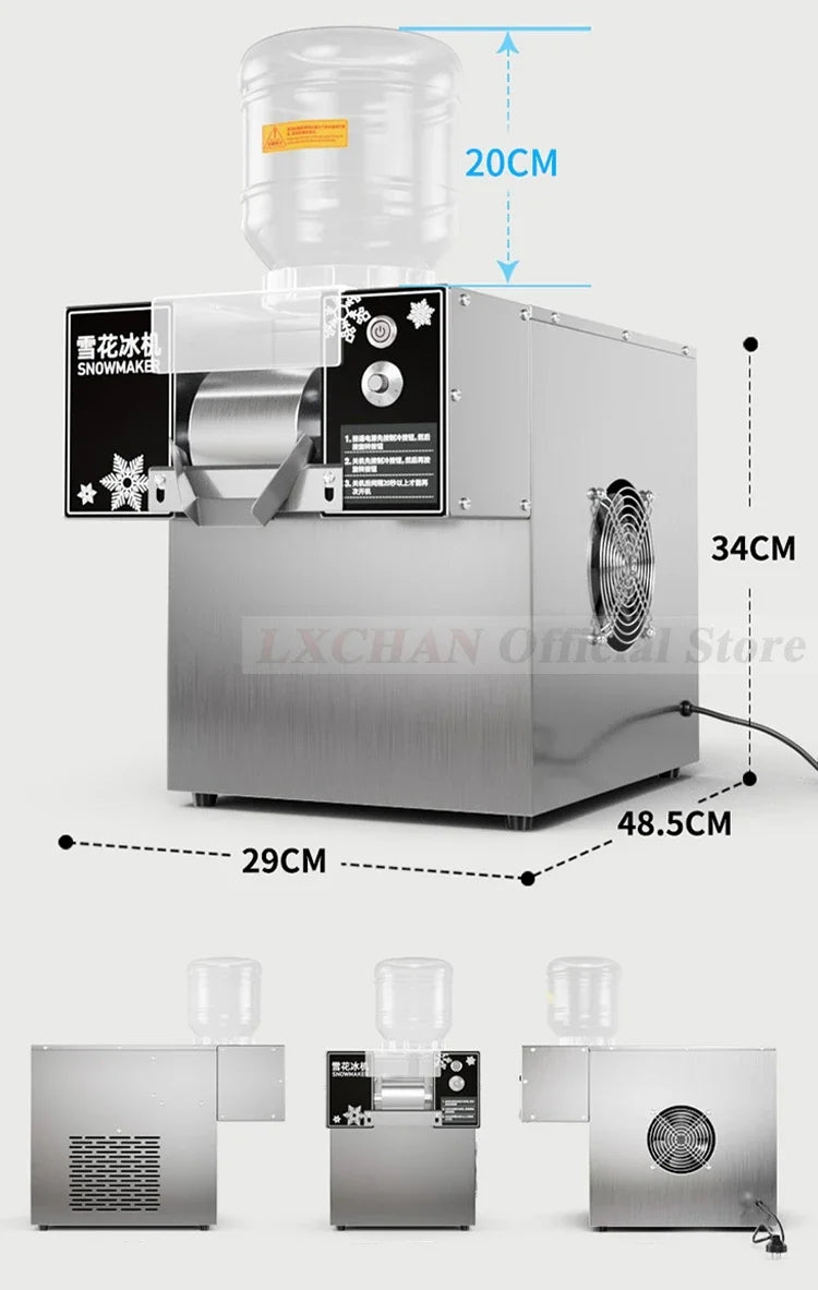 HomeWise 60KG/24H Korean Snowflake Ice Machine Small Snow Continuous Cooled Milk Mango Bingsu Shaver Smoothie Crusher 110V 220V