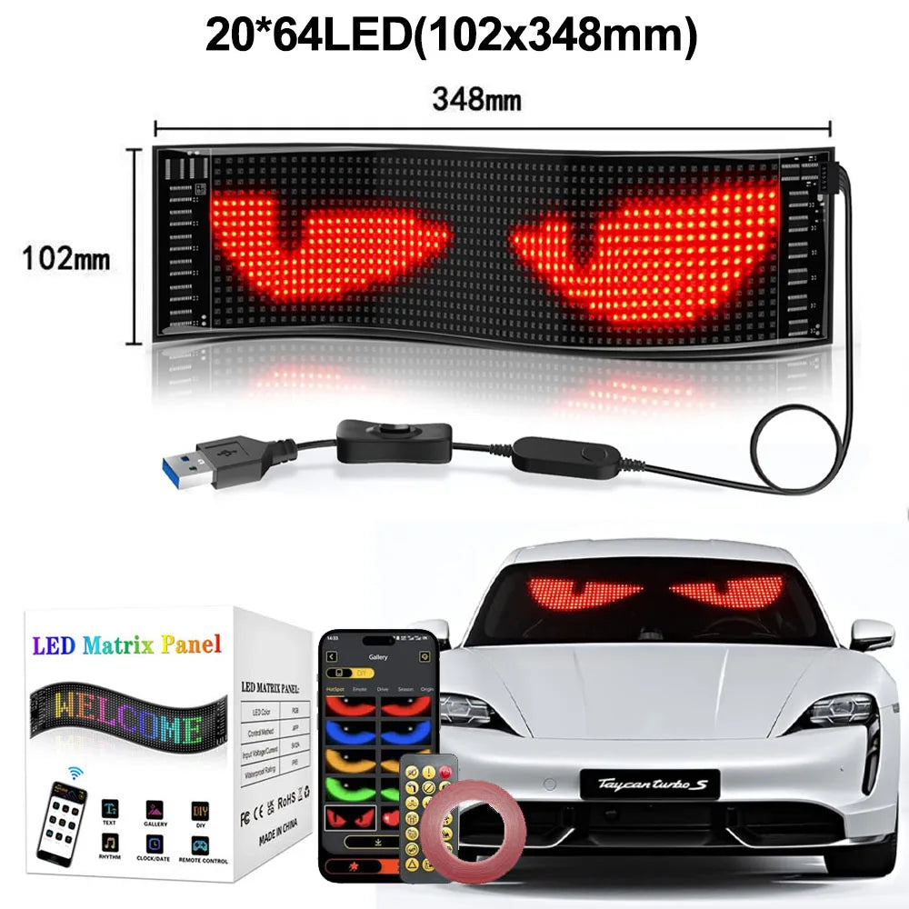 16*32 LED Devil Eye Lights for Motorcycle Windshield,Programmable Matrix Pixel Panel with App/Remote Control for Motorcycle