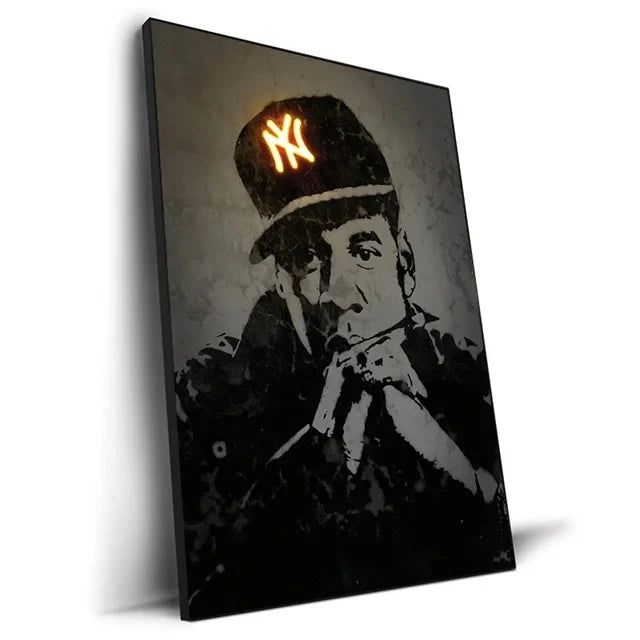 Abstract Neon Rapper Star Posters 2Pac Hip Hop Singers Wall Art Pictures Graffiti Canvas Painting Home Room Bar Decor NO LED