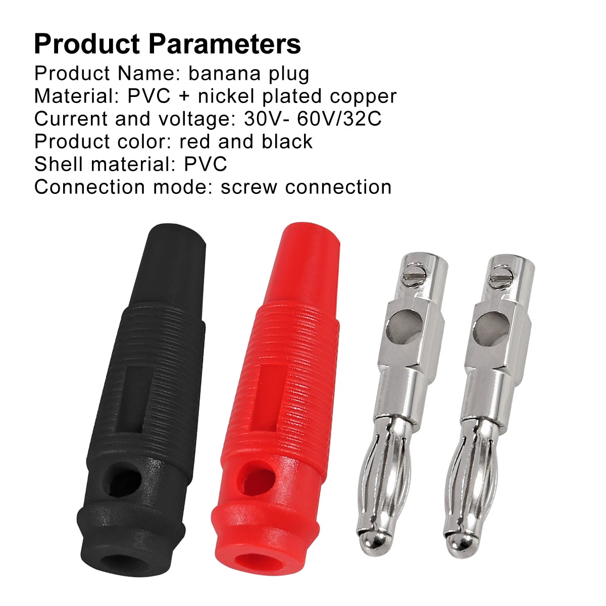 10pcs 5pairs 4mm Banana Plugs 32A High Current Screw Type Banana Plug Male Connectors Adapters