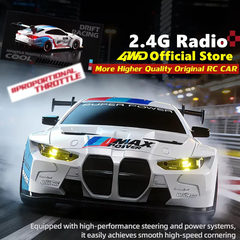 4WD RC Drift Car With LED Light 2.4G Radio 20KM/h High Speed Remote Control Racing Cars Vehicle Model Toy Gift for Boy Girl Kid