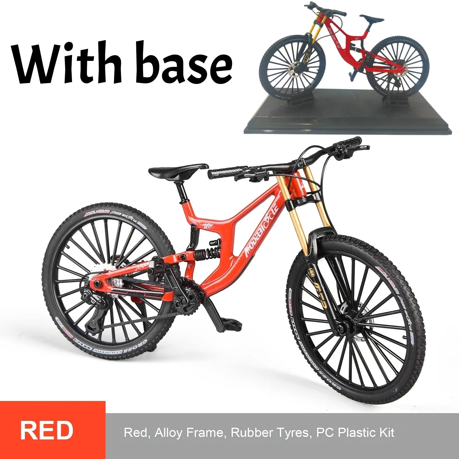 European bikes 1:8 Alloy Mountain Bike Model With Base Features Realistic Gears Dual Suspension, Perfect for Cycling Enthusiasts