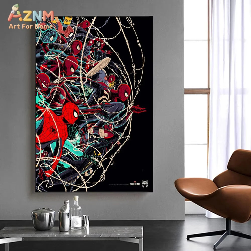 Marvel Movie SpiderMan Wall Art Posters Superhero Video Game Home Decor Canvas Painting Children Room Mural Print Picture