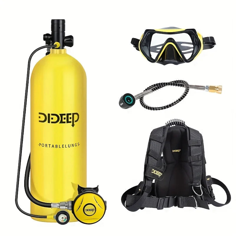 DIDEEP 4L Mini Scuba Diving Tank Set,Up to 40-60Mins Underwater Diving Cylinder,High-capacity Portable Lung Gear with HD Masksk