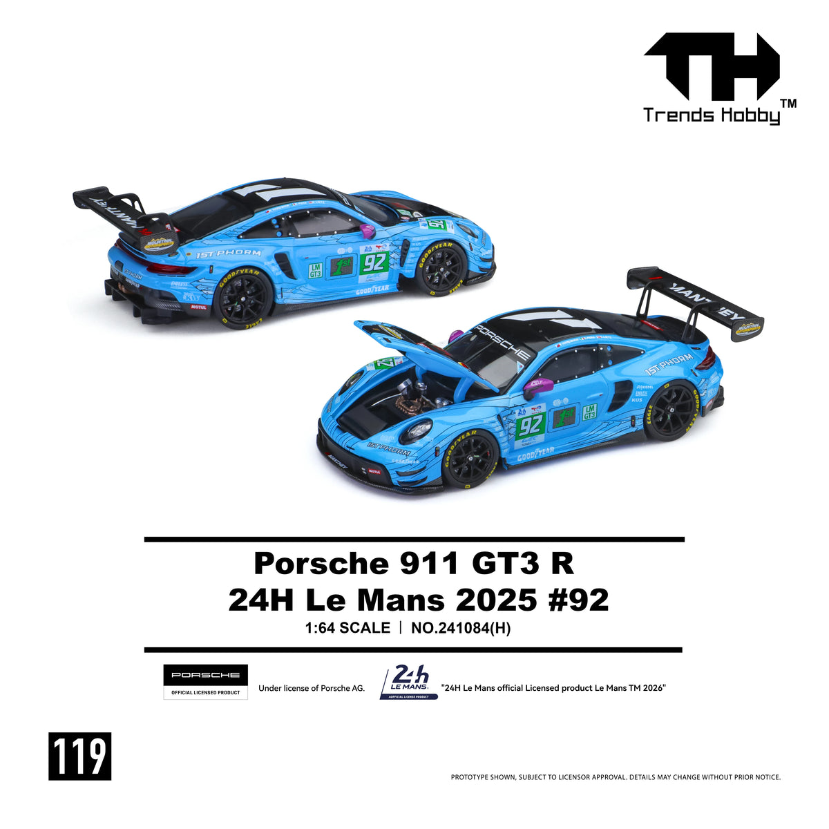 Trends Hobby 1:64 Porsche 911 GT3 R24H Le Mans 2025 Diecast Car Model Ship Now