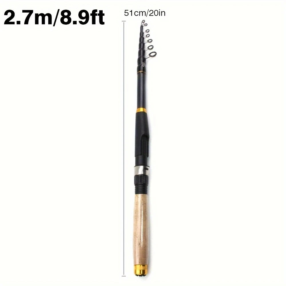 Fishing rod Portable carbon fiber telescopic with cork-like handle travel rotating rod 1.8 M /5.9FT to 3.6M /11.8 FT