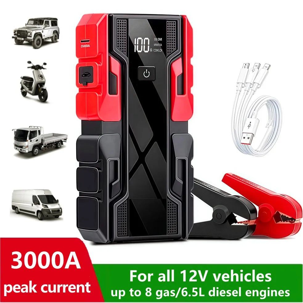 Boost your ride with this upgraded portable car jump starter battery pack—compact, powerful, and ready whenever you are!