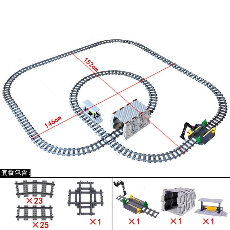 DIY Train Track Combination MOC Railroad Bridge Building Blocks Cross Track Bricks Toys Rail Car Scene Compatible With LEGO
