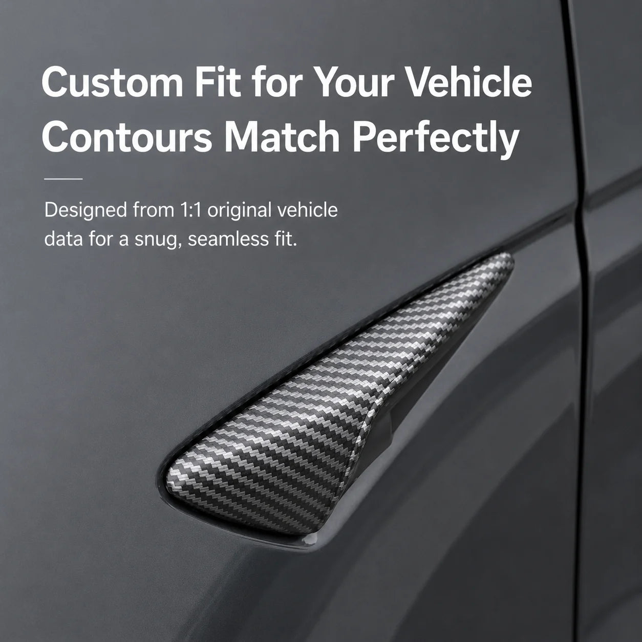 For Tesla Model YL Launch 2026 Side Camera Cover Lens Protector ABS Camera Cover Black Fiber Pattern ABS Leaf Board Accessories