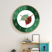 Green Leaf Art Wall Clock Silent Non-Ticking Modern Minimalist Easy to Read Clock for Living Room Bedroom Home Decor