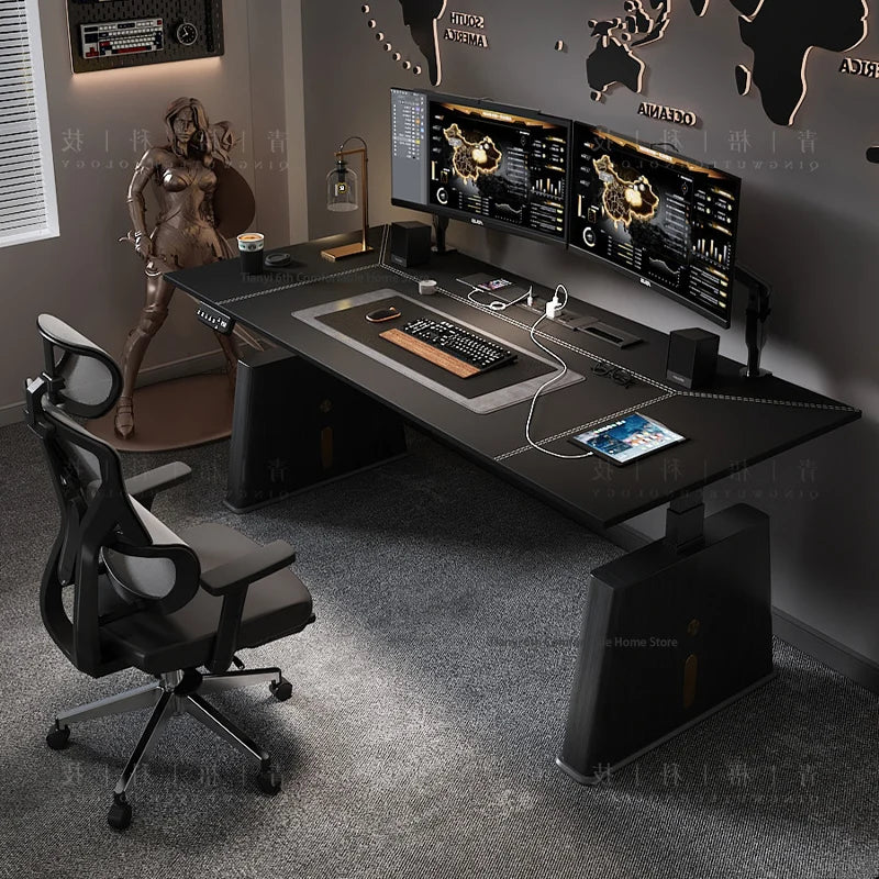 Modern Electric Height-Adjustable Desk Computer Desk Stand Office Smart Solid Wood Office Study Writing Desk Gaming Table FYCD