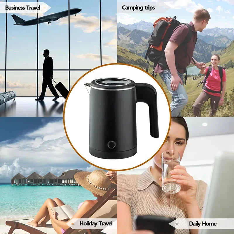 Portable 500ML Travel Electric Kettle Tea Coffee Stainless Steel Water Boiler Pot For Hotel Family Travel kitchen Smart kettle