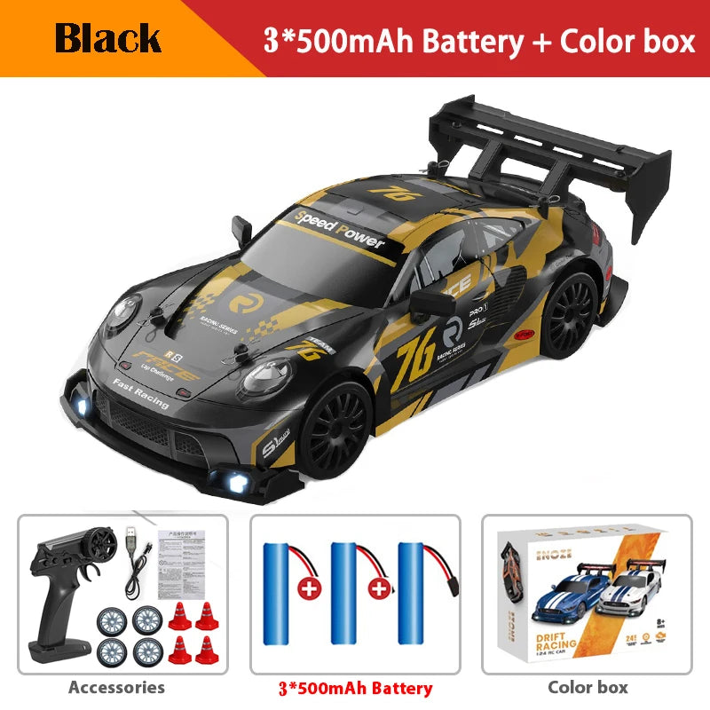 RC Drift Car 4WD Remote Control High Speed Racing Vehicle with LED Lights 2.4GHz Radio 4x4 Off-Road Truck Toy for Children Kids